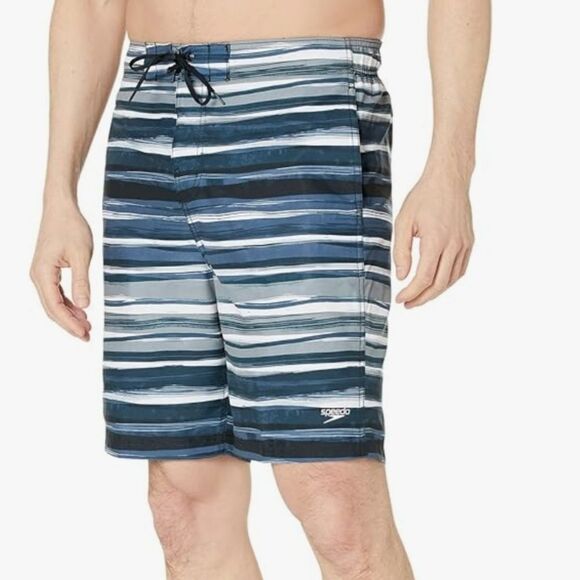 NWT Speedo UPF50 Thurway Bondi Board Short Swim Shorts Trunks Blue Stripe M L XL - Picture 5 of 7